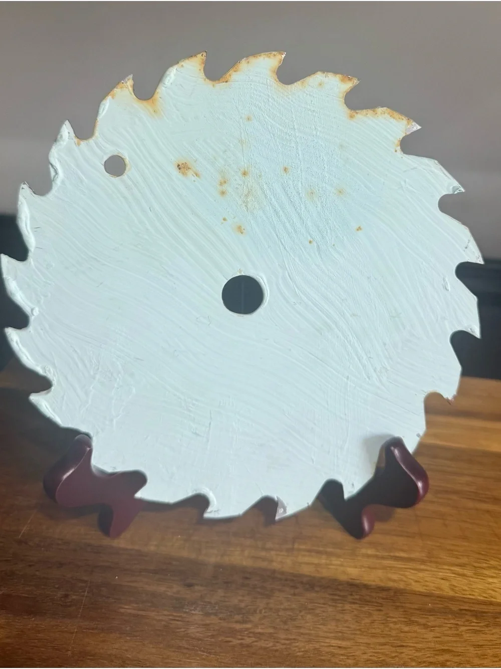 Hand-Painted Hummingbird Wall Decor Saw Blade  in Blue and Red